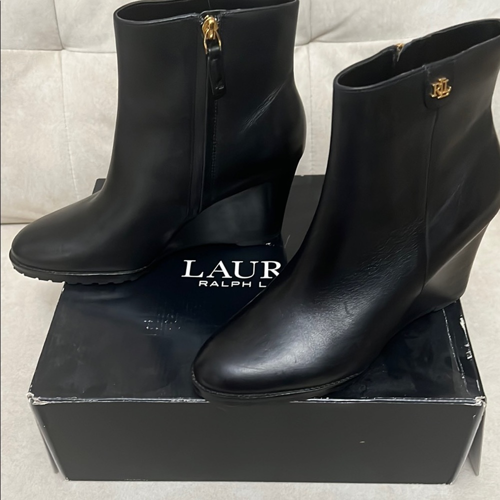 Lauren Ralph Lauren Black Wedge Ankle Boots